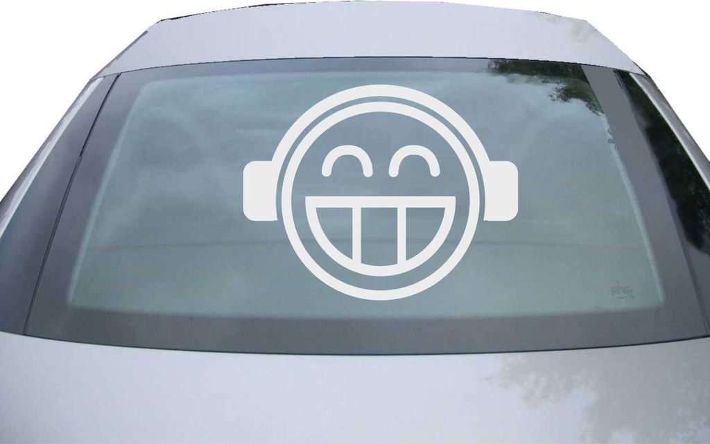 Indigos UG - Aufkleber Heckscheibe & Motorklappe DE2080 - silber - 600x471 mm - Smilie Smily - Auto Scheiben Fenster Heckklappe Tuning Racing JDM -...