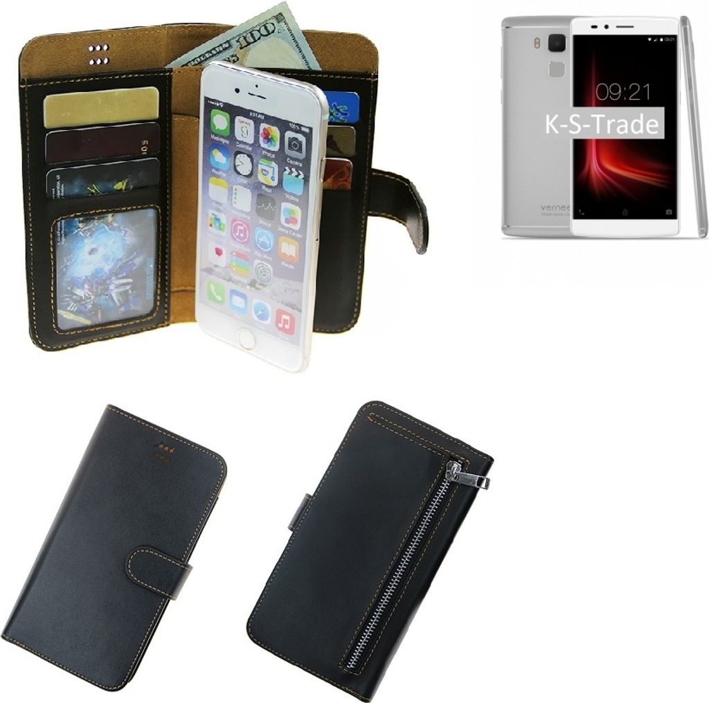 K-S-Trade Schutz Hülle kompatibel mit Vernee Apollo Lite Klapphülle Case Phone cover Slim Handytasche Handy Hülle schwarz aus Kunstleder (1 Stk)