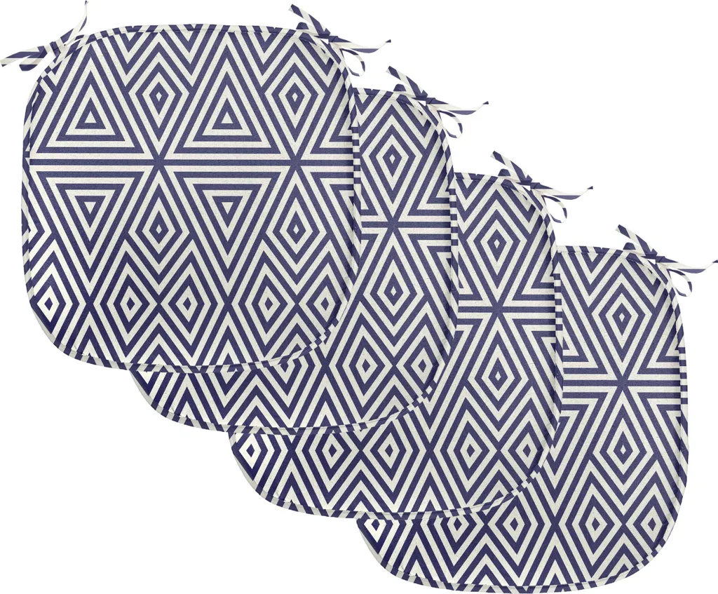 ABAKUHAUS Lot de 4 Coussins de Chaise Marins Indigo et Crème 40x40 cm