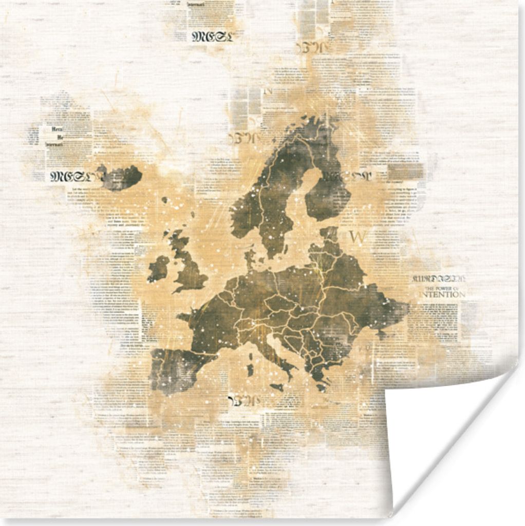 MuchoWow Poster Europa Karte - Vintage - Papier 30x30 cm - Wandposter - Printing
