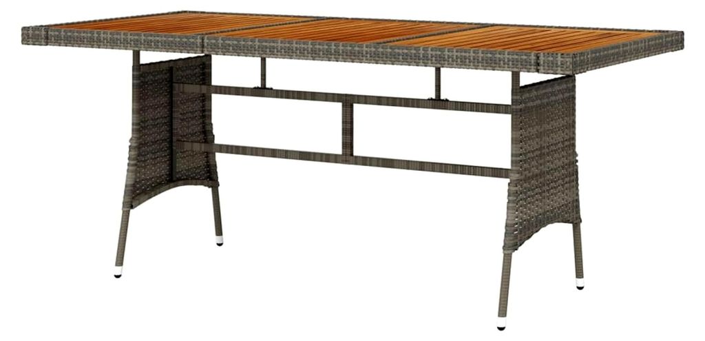 Gartentisch, Klapptisch Garten, Balkontisch, Garten Tisch, Balkonmöbel, Tisch Klappbar, Grau 160x70x72 cm Poly Rattan & Massivholz Akazie