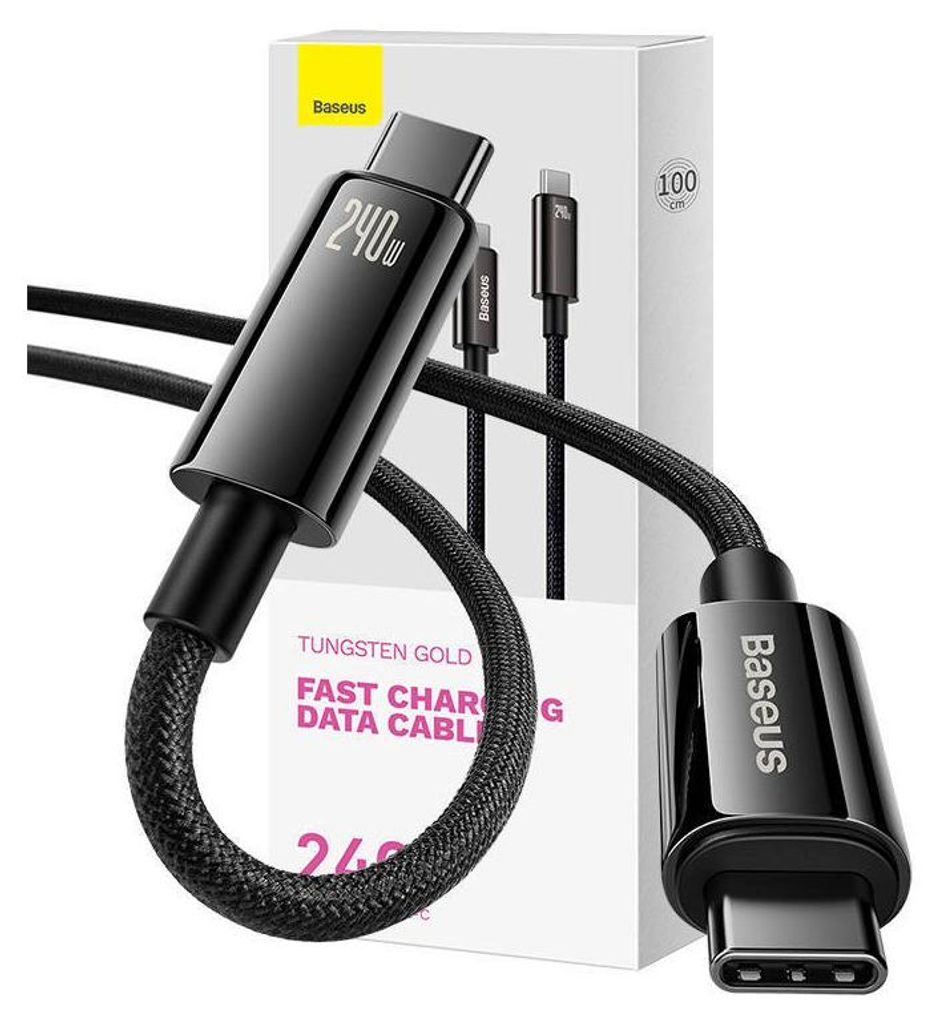 Baseus Tungsten Gold Ladekabel Type-C 240W 1m Schwarz Produktbild 