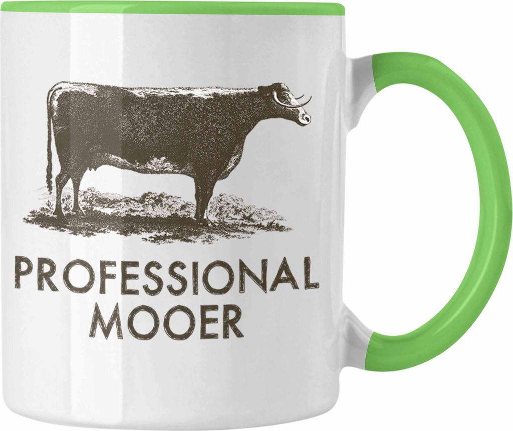 Trendation - Professional Mooer Kuh Tasse Geschenk für Landwirt Bauern Geschenkidee Geburtstag Lustiger Spruch (Grün)