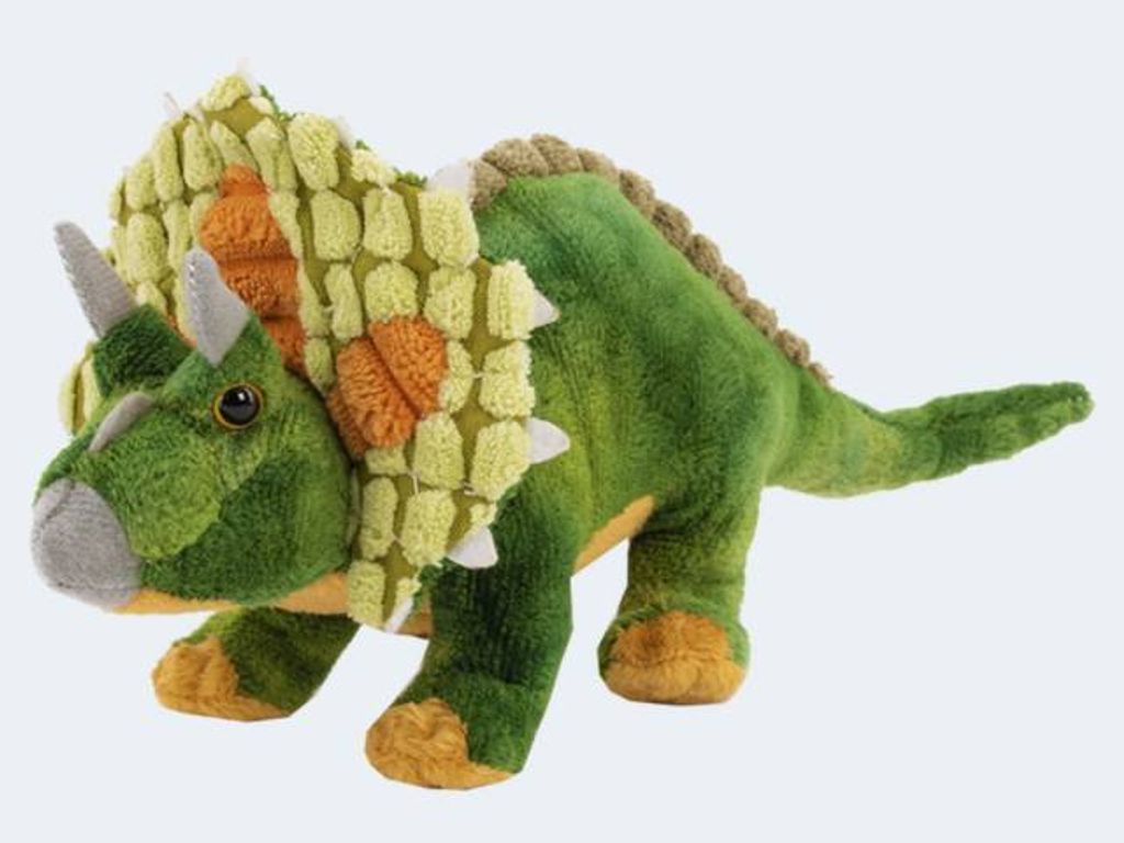 Onwomania Plüschtier Dinosaurier Triceratops – Braun, 28 Cm, Kuschelweich, Aus Recyceltem PET