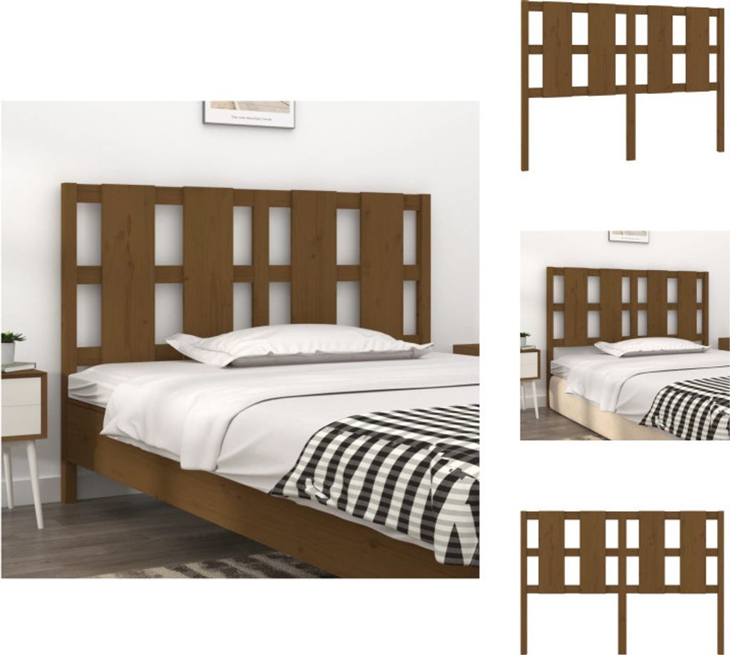 vidaXL Bett-Kopfteil Honigbraun 140,5x4x100 cm Massivholz Kiefer - Kopf- & Fußenden