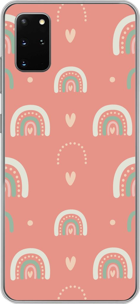 MuchoWow Handyhülle Schutzhülle Hülle für Telefoonhoesje Samsung Galaxy S20 Plus Mädchen - Regenbogen - Herzen - Muster - Mädchen - Rosa - ...