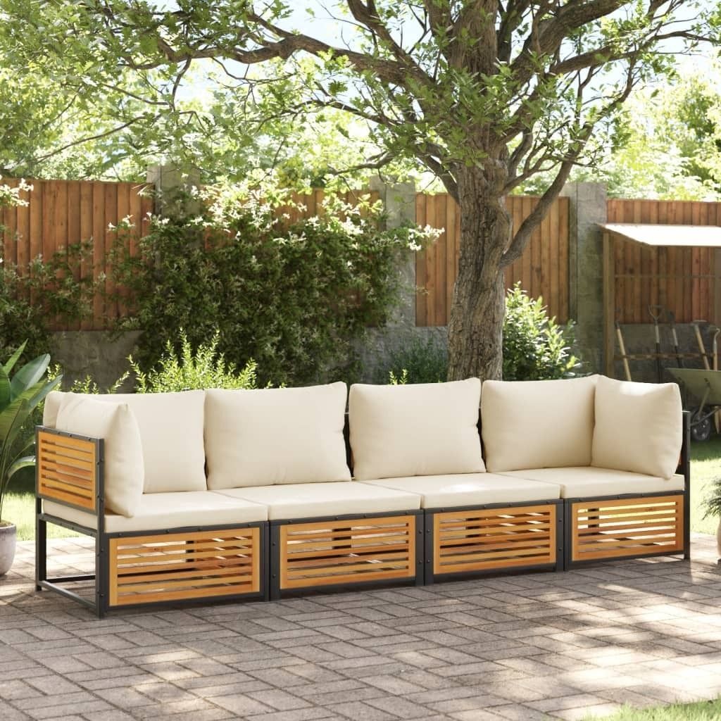 Möbel 4-tlg. Garten-Sofagarnitur mit Kissen Massivholz Akazie - Sitzgruppe 3214918