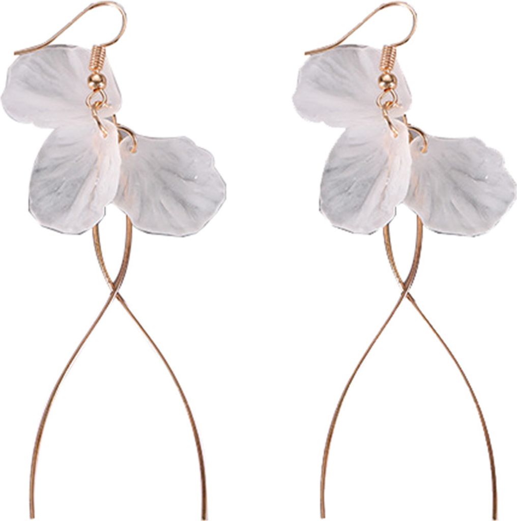 Hakenohrringe, modisch, elegant, Blütenblattform, lange baumelnde Design-Ohrringe für Frauen-Golden
