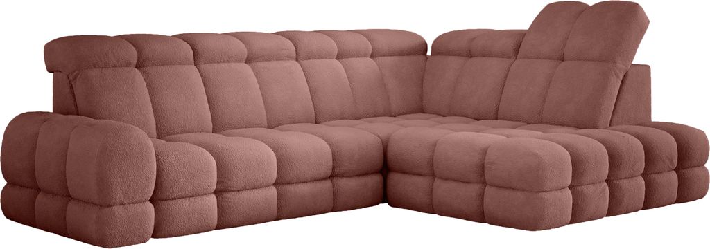 DomoHome Ecksofa Tollo Kupferfarben Bubble-Stoff Rechte Seite 302x217x105 cm, L-Form Sofa mit Schlaffunktion, Bettkasten 120x85x17 cm, Elektrisch V...
