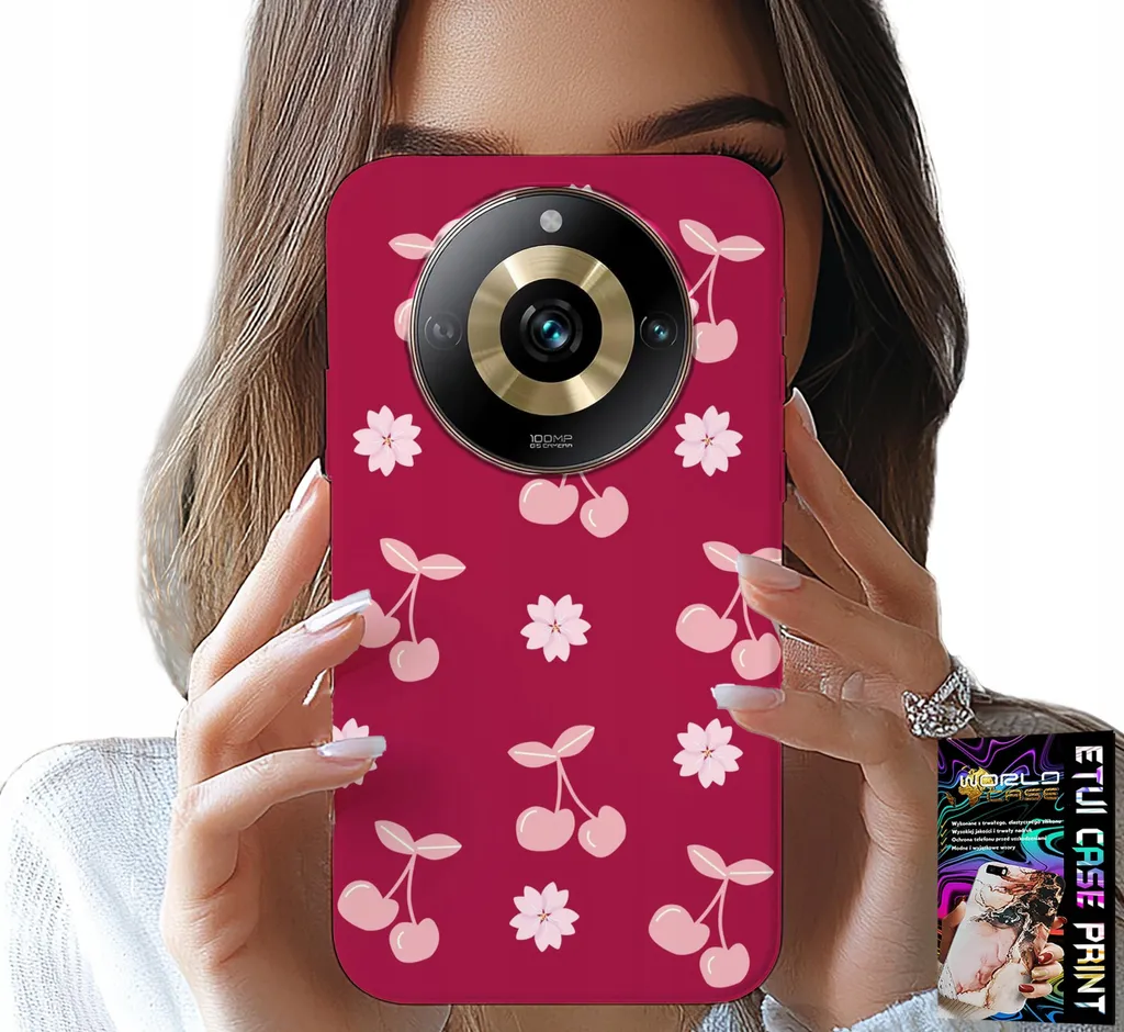 Protezione Sicura Realme 11 Pro Cover Bordeaux Ciliegie + Vetro