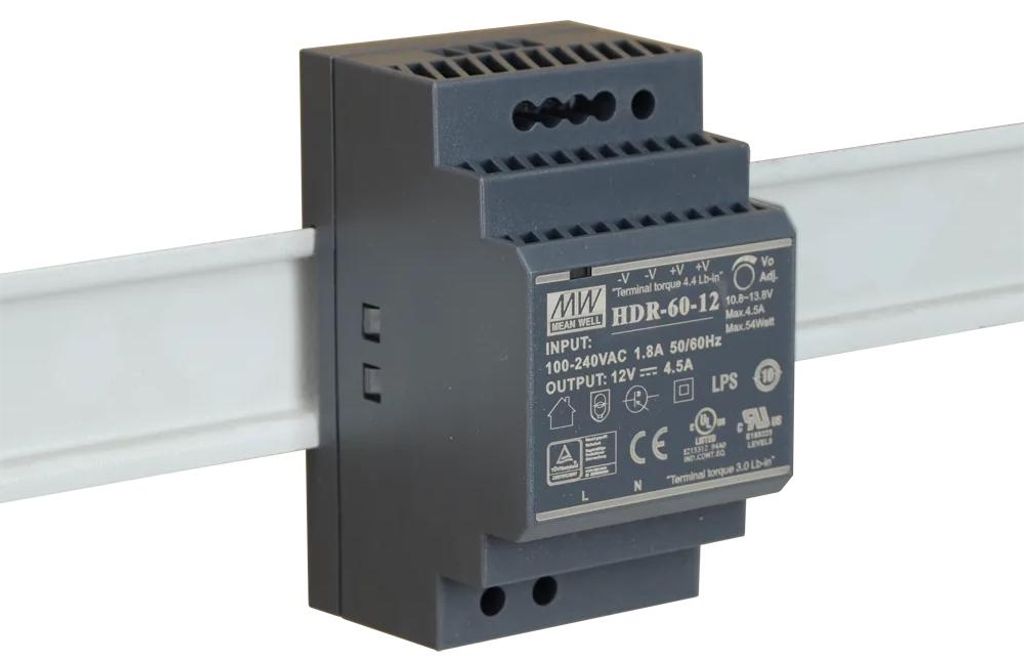 MeanWell HDR-60-12 Alimentatore ultra sottile montaggio su Immagine del prodotto 