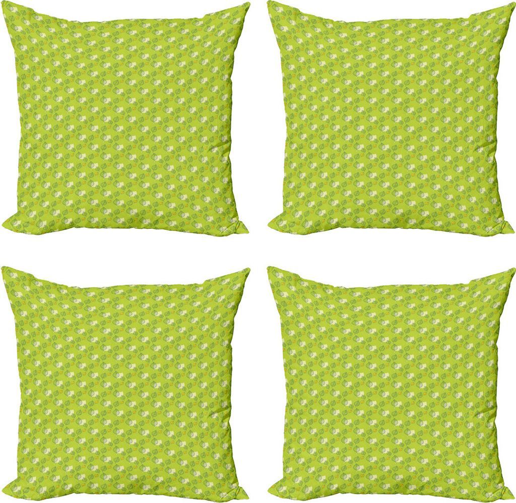 ABAKUHAUS Grün Kissenbezug Set (4 Stück), Zusammenfassung Falling Leaf, Moderner Doppelseitiger Digitaldruck, 60 cm x 60 cm, Hellgelbe Apfelgrün
