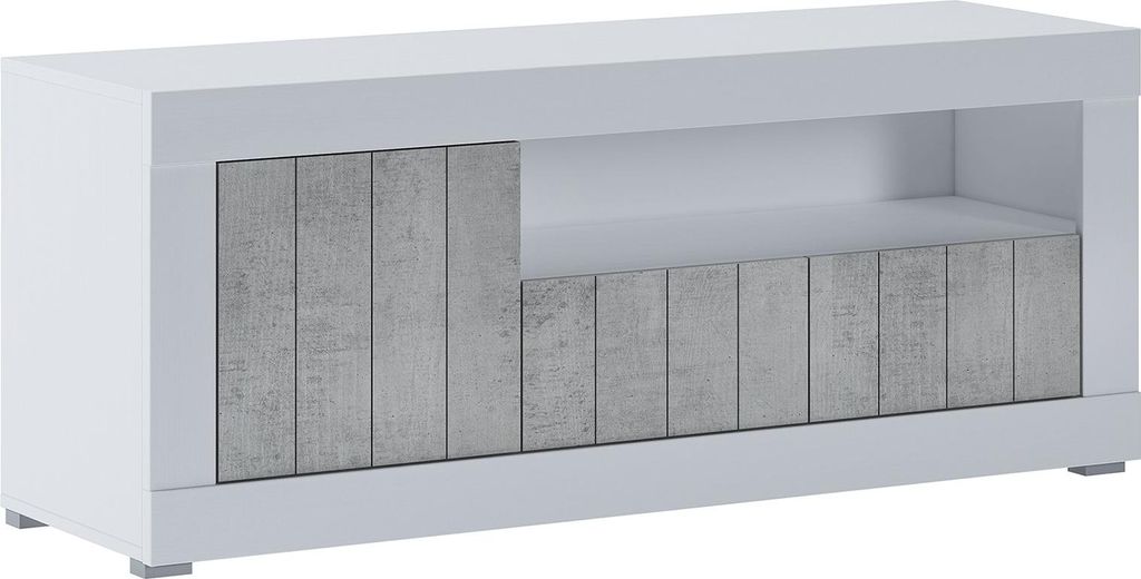 Lucino - TV-Schrank, 137x42x56h cm Weiß, 3 Türen
