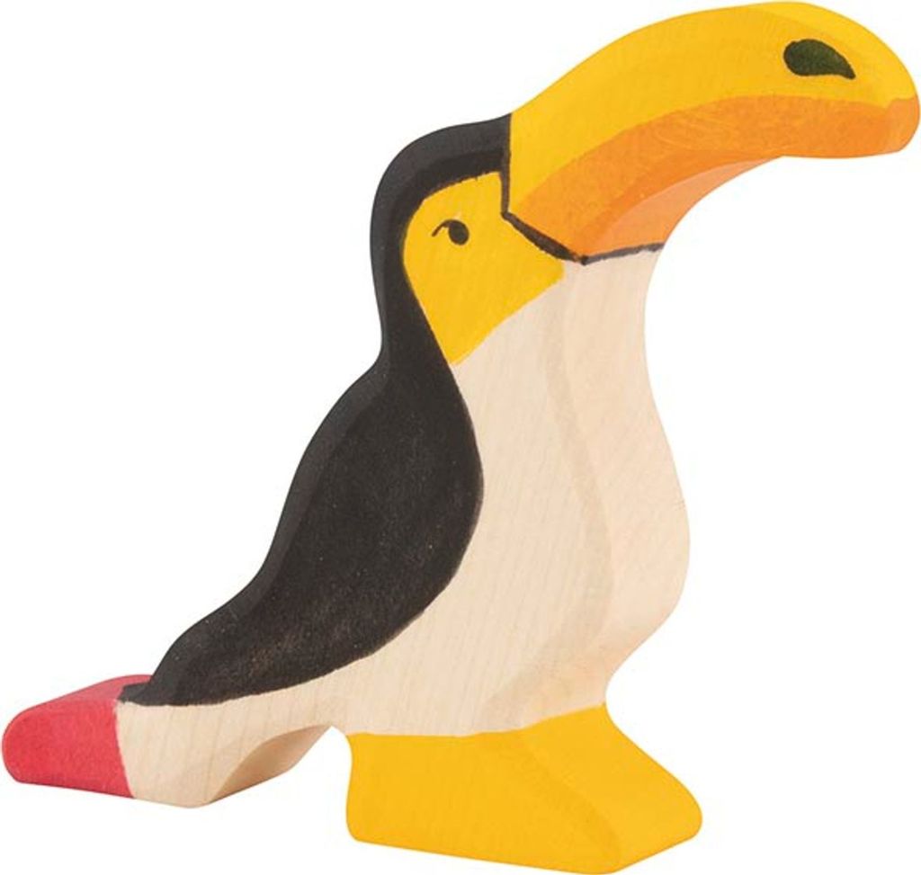 Holztiger Tukan Spielfigur, bunt, handbemalt, aus massivem Produktbild 