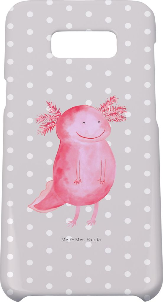 Mr. & Mrs. Panda Samsung Galaxy S8 plus Handyhülle Axolotl Glücklich - Grau Pastell - Geschenk, Hülle, Lebensfroh, Handy Case, Cover, gut Gelaun...