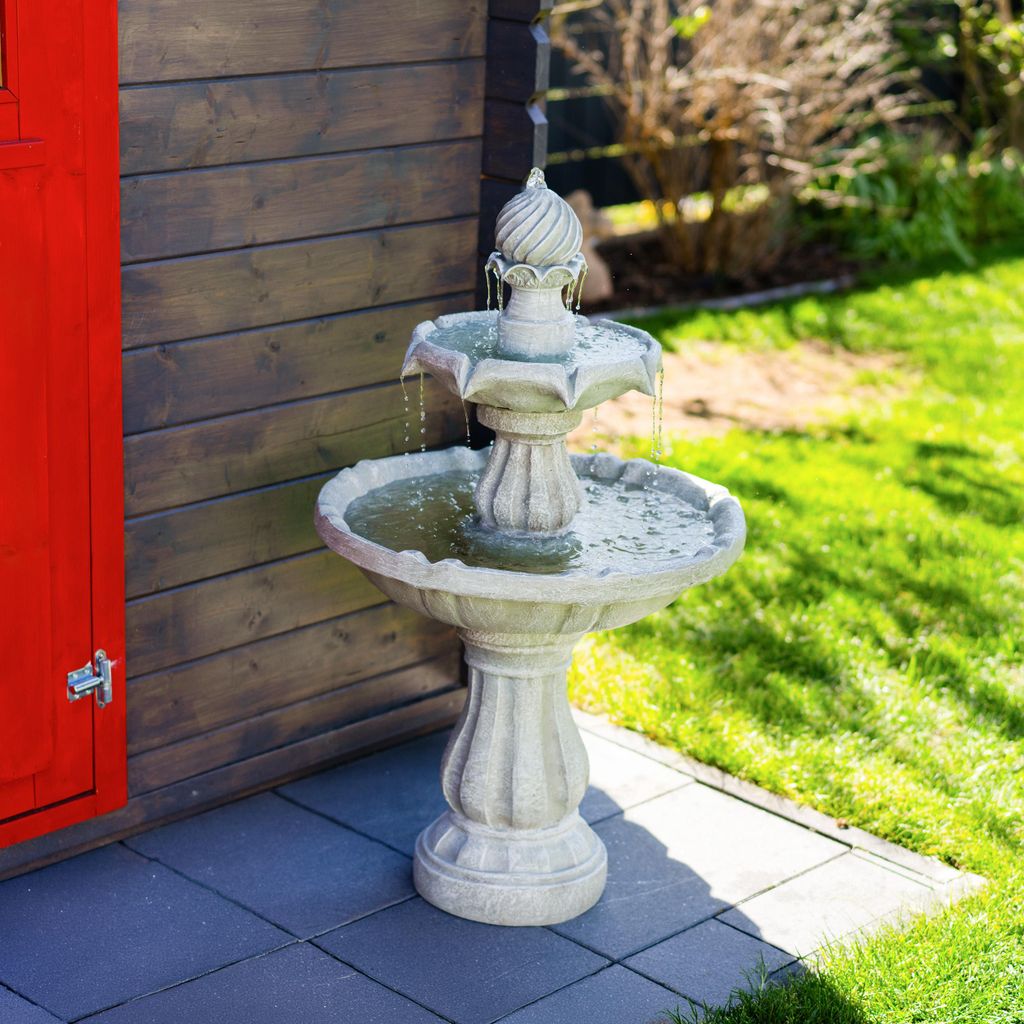 Solarbrunnen für draussen mit zweifach Wasserspiel Höhe Produktbild 