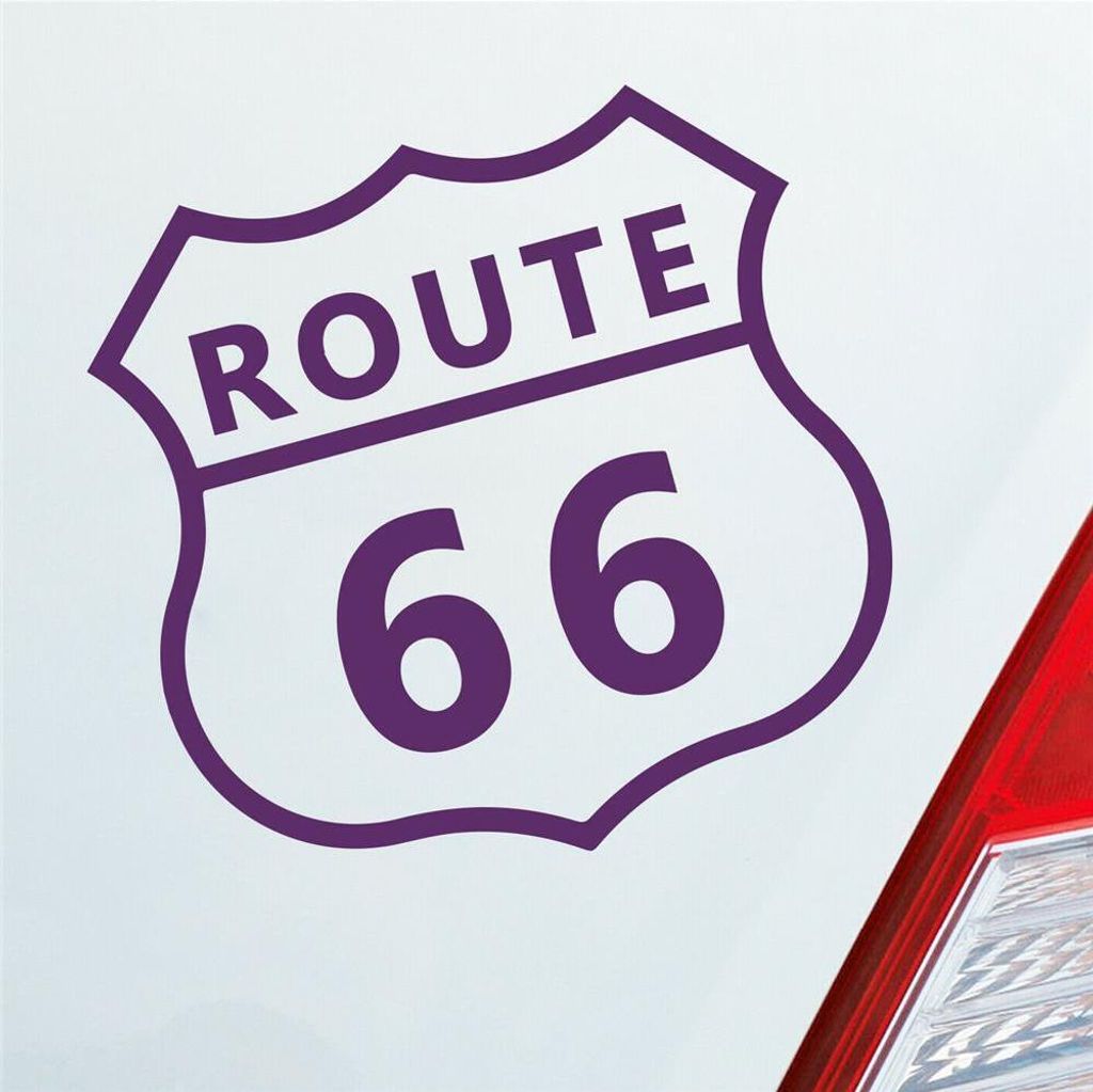 Auto Aufkleber Route 66 USA Bike Harley Motorrad 10x10 cm Lila Sticker Heckscheibenaufkleber