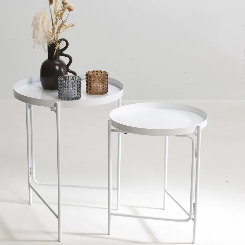 Bout de canapé blanc avec rangement intégré - Meuble d'appoint polyvalent - 2