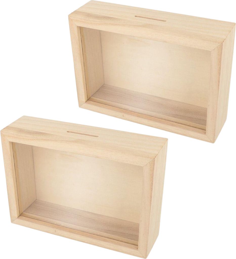 2 Holzrahmen-Sparschweine zum Anpassen 12 x 17 cm