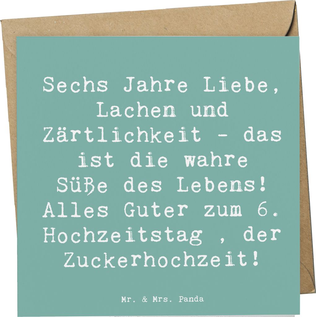 Mr. & Mrs. Panda Grußkarte Spruch 6. Hochzeitstag Zuckerhochzeit - Meeresbrise - Geschenk, Klappkarte, Heirat, anlasskarte, Zweisamkeit, doppelkar...