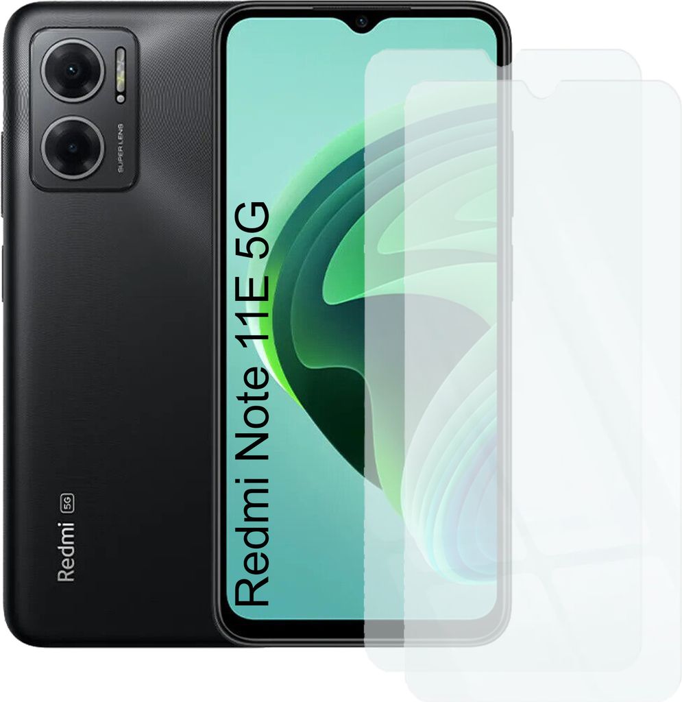 Zwei Stück (2x) Display-Schutzfolie Displayschutz-Glas 9H Glas für Xiaomi Redmi Note 11E 5G