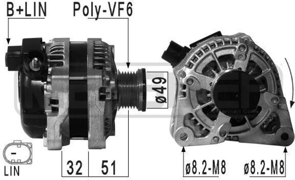 Alternateur ERA 210939A OE 1795985 pour Fiesta VI et Focus III - 12V
