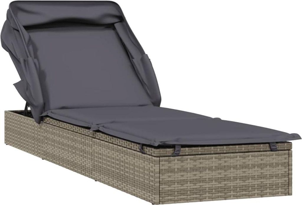 vidaXL Sonnenliege mit Faltdach Grau 213x63x97 cm Poly Produktbild 