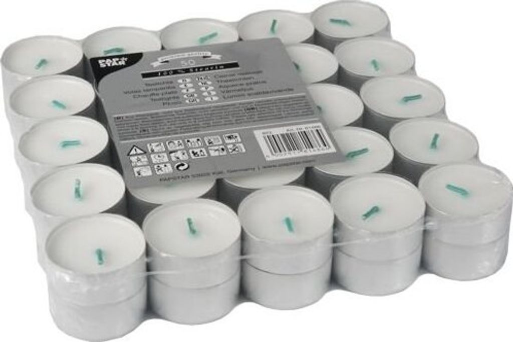 Teelichte Ø 37,2 mm · 15,5 mm weiss aus 100 % Stearin Produktbild 
