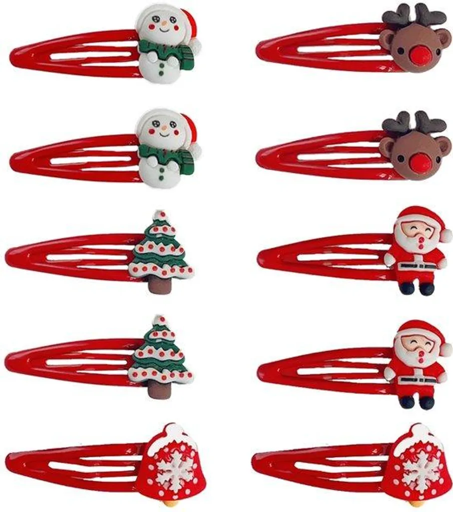 Barrettes de Noël métallisées 5,5 cm - 10 pinces robustes pour filles