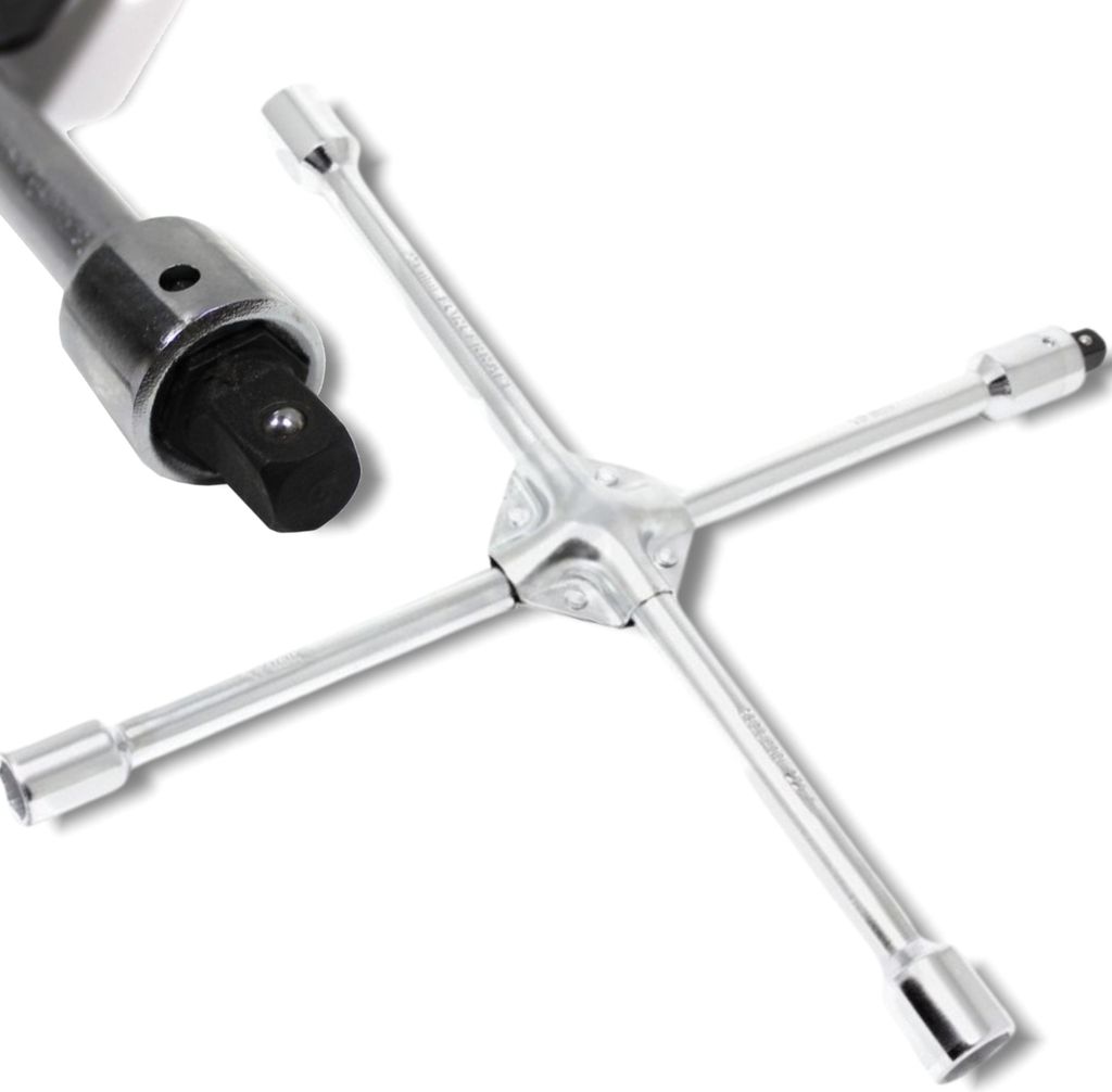 FORCEKRAFT Kreuzschlüssel für Räder 17-19-21-22 mm KRZYŻAK mit Adapter 1/2"