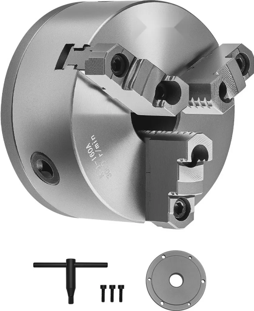 Mandrin de tournage 3 mors 160mm avec plaque support filetée 38,1mm-8