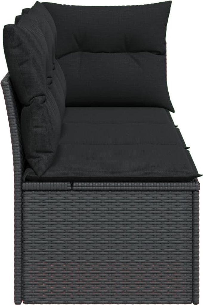 vidaXL Gartensofa mit Kissen 3-Sitzer Schwarz Poly Rattan Produktbild 5