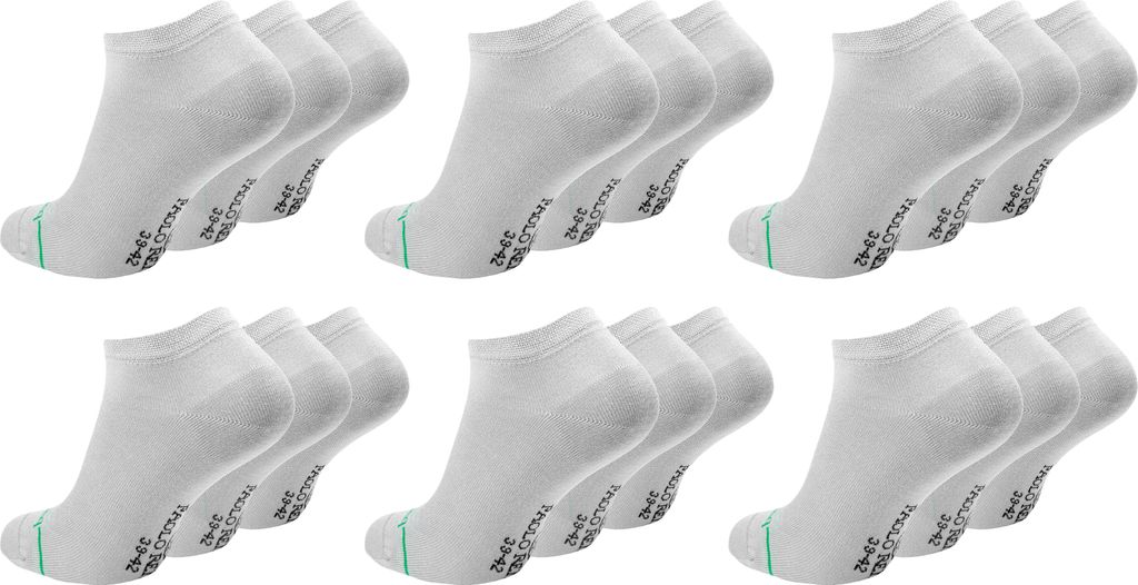 Paolo Renzo Bambus Sneaker Socken Damen & Herren 18 Paar 35/38 Hellgrau