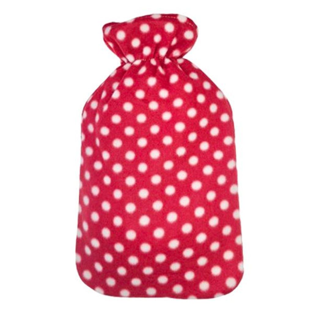 Gummi-Wärmflasche - weiß/rot - 2000 ml - mit Hülle Produktbild 