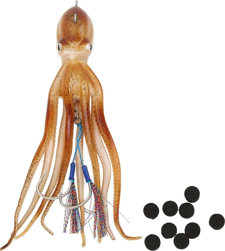 Jig de pêche au calamar réaliste Octopus Appât avec 10 pastilles d'encre