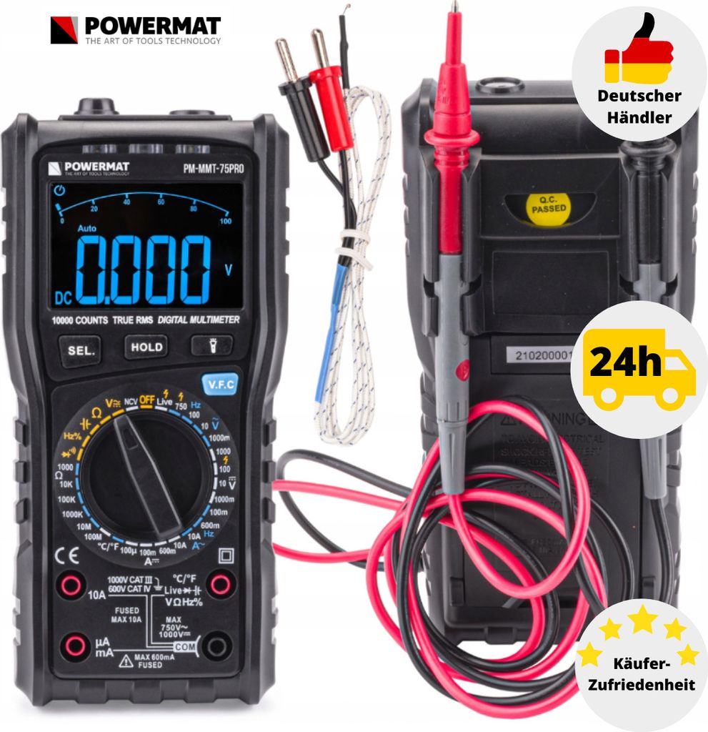 POWERMAT PM-MMT-75PRO Multimetr cyfrowy LCD + podświetlenie Zdjęcie produktu