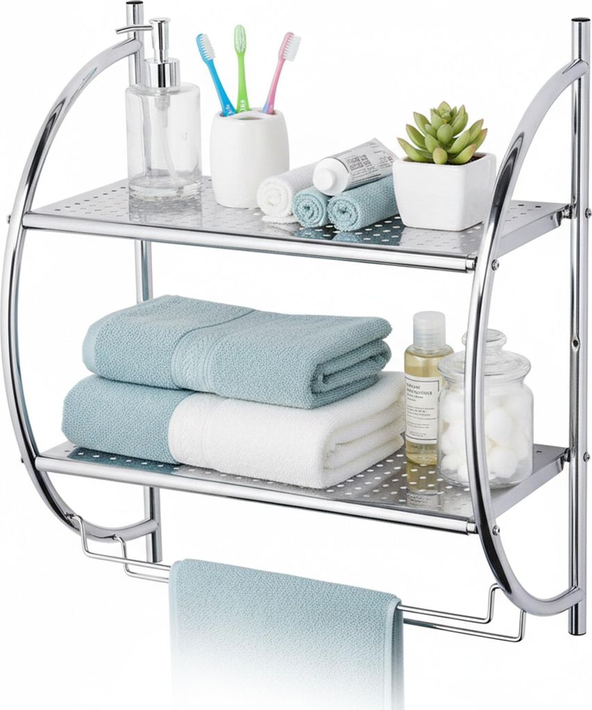 Relaxdays Badregal, Wandregal mit 2 Ablagen, 2 Produktbild 