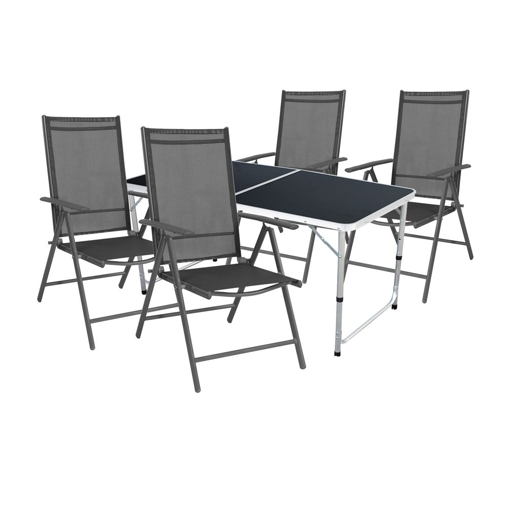 Outdoor Camping Sitzgarnitur schwarz 5-teilig