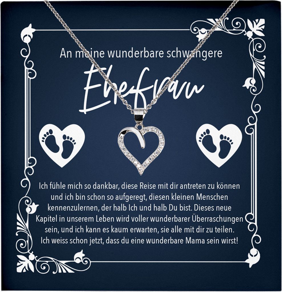 22Feels Echt Silber Halskette - Ehefrau Schwangerschaft Geschenk Frauen Werdende Mama Schmuck Set Geburtstag Muttertag Mom To Be Bald Mutter - Herz...