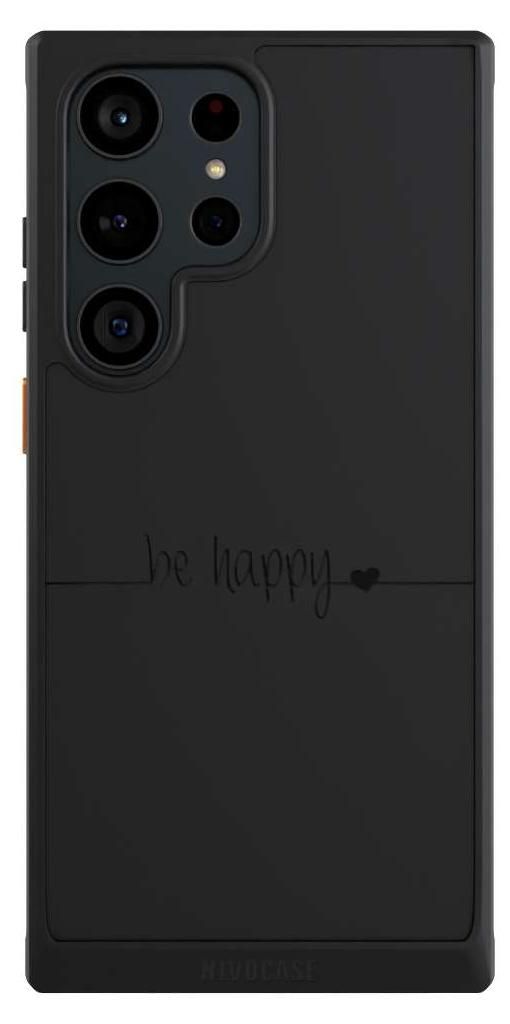 NIVOCASE Hülle für Samsung Galaxy S23 Ultra Handyhülle NIVOcore Case Schwarz Glück Statement Motiv ohne Hintergrund