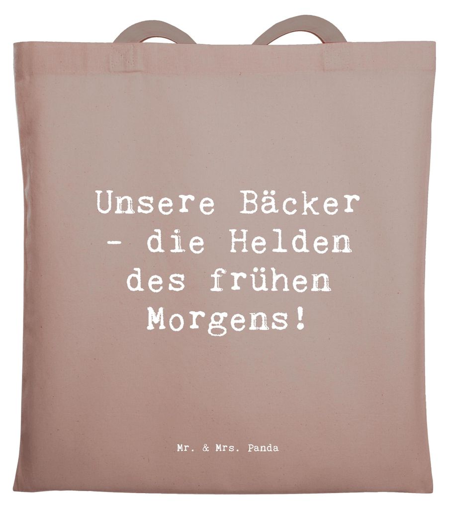 Mr. & Mrs. Panda Shopping Tasche Spruch Bäcker Helden - Braun Pastell - Geschenk, Bedanken, Aufmerksamkeit, Handarbeit, köstliche Meisterwerke, D...