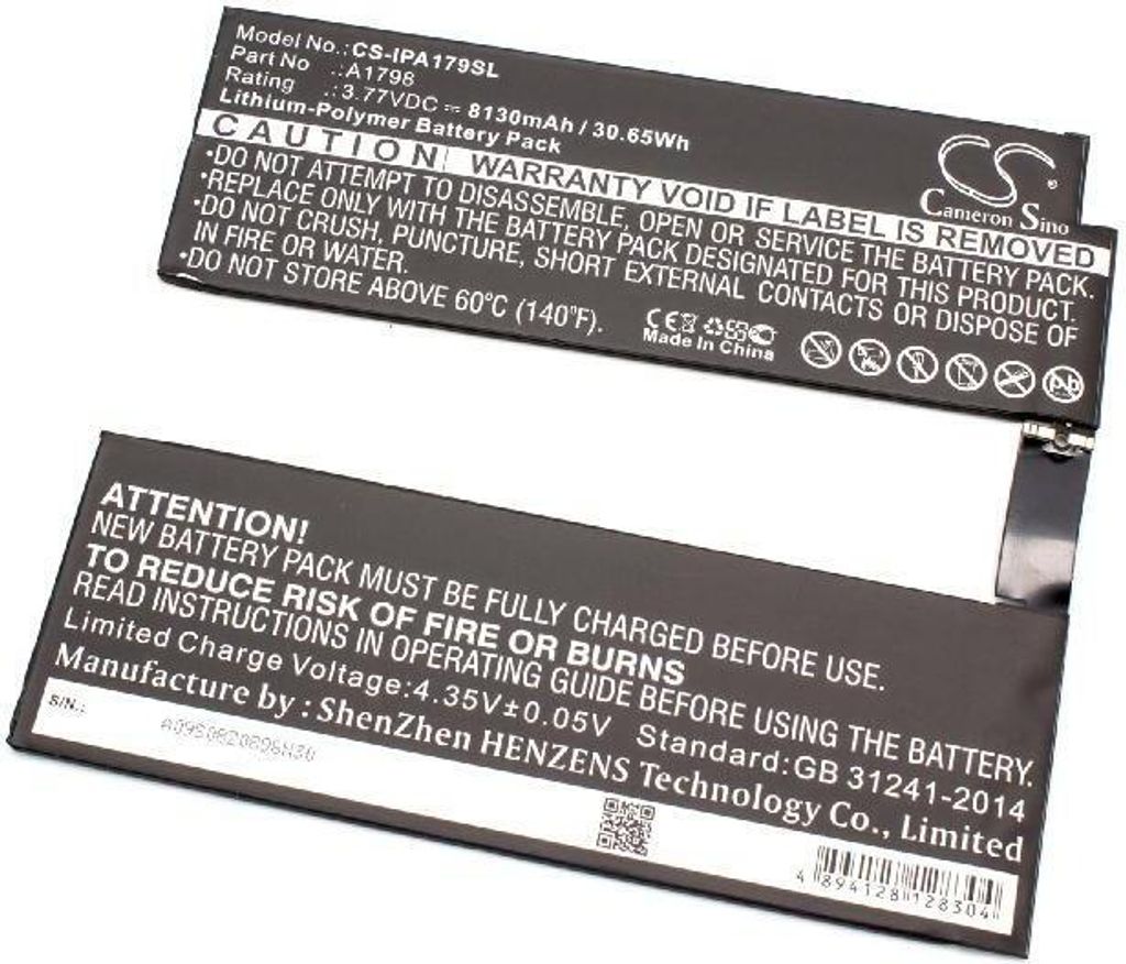 vhbw Akku kompatibel mit Apple iPad Pro MPGH2LL/A, MPF22LL/A, MPGK2LL/A, MPGJ2LL/A, MPGL2LL/A, MPF12LL/A Tablet Pad (8130 mAh, 3,77 V, Li-Polymer)