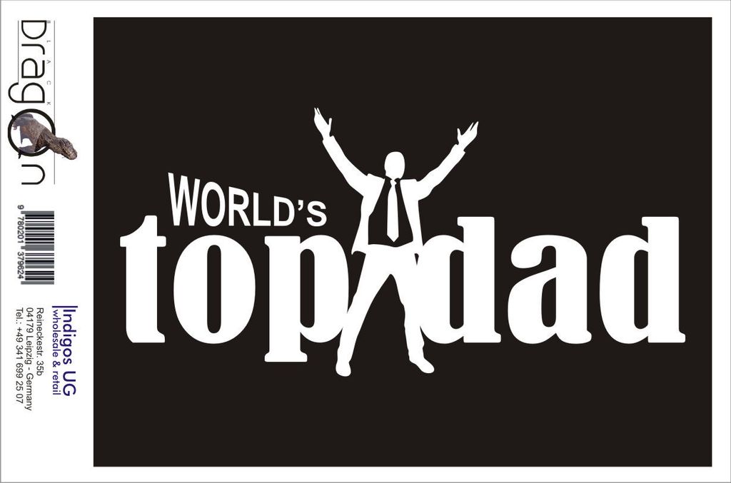 Aufkleber / Autoaufkleber - JDM / Die cut / Auto / OEM - World top dad - 210x210mm schwarz - Heckscheibe / Heckscheibenaufkleber