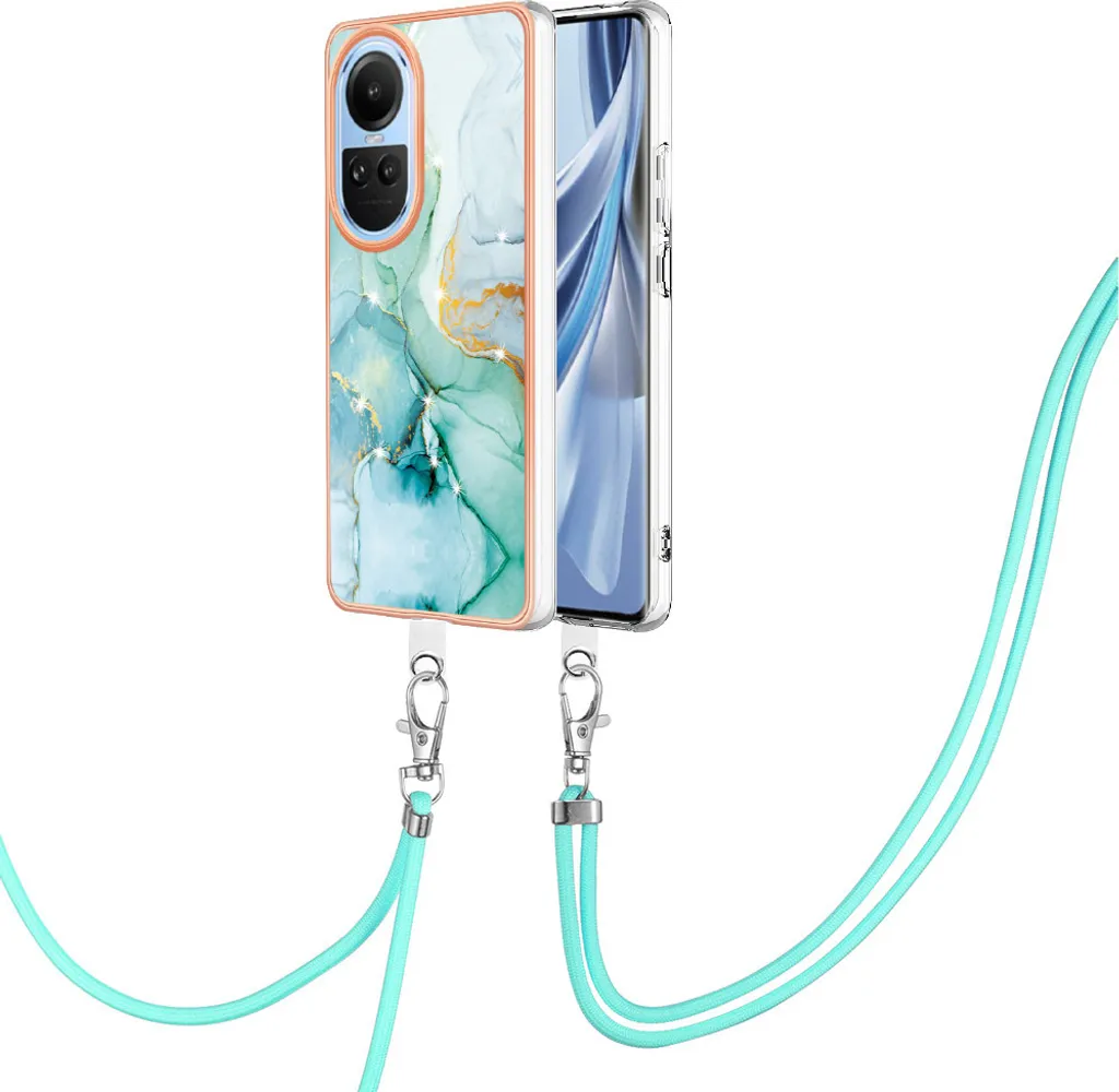 Custodia Elegante Verde Oppo Reno10 5G - TPU Soft Touch con Cordino
