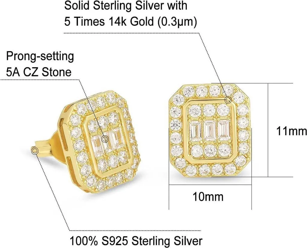 Regalo Uomo Orecchini KRKC&CO 10mm - Argento 925 Iced Out 14K - 5