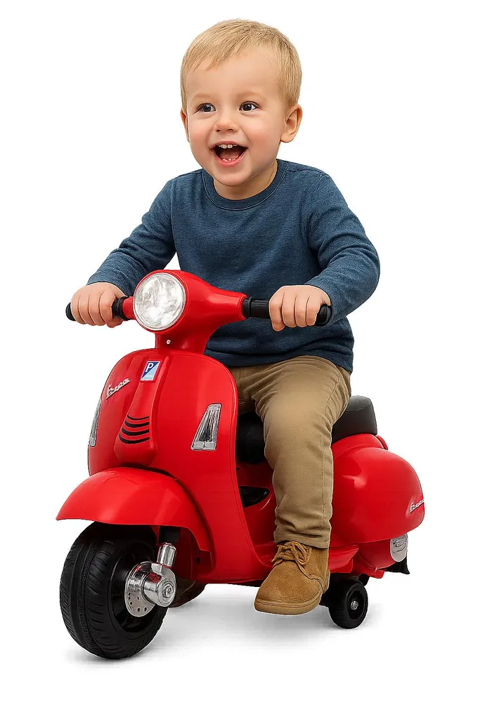 Moto Électrique Enfant Vespa Mini Rouge avec Batterie Li-Power 8.4V