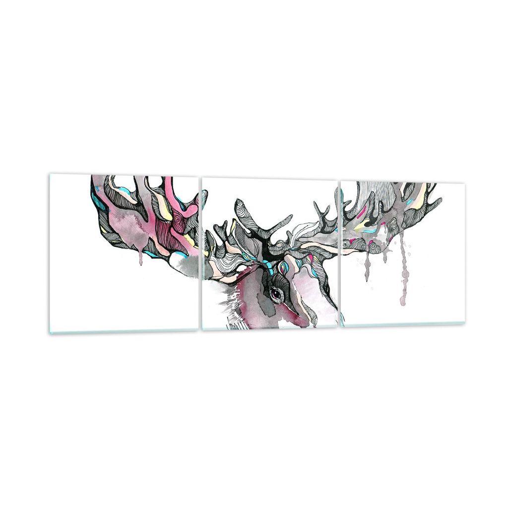 Bilder auf glas - Moose Bunt Kopf Abbildung - 90x30cm - Glasbilder - Wandbilder - Kunstdruck - zum Aufhängen bereit - Wanddekoration aus Glas - Gl...