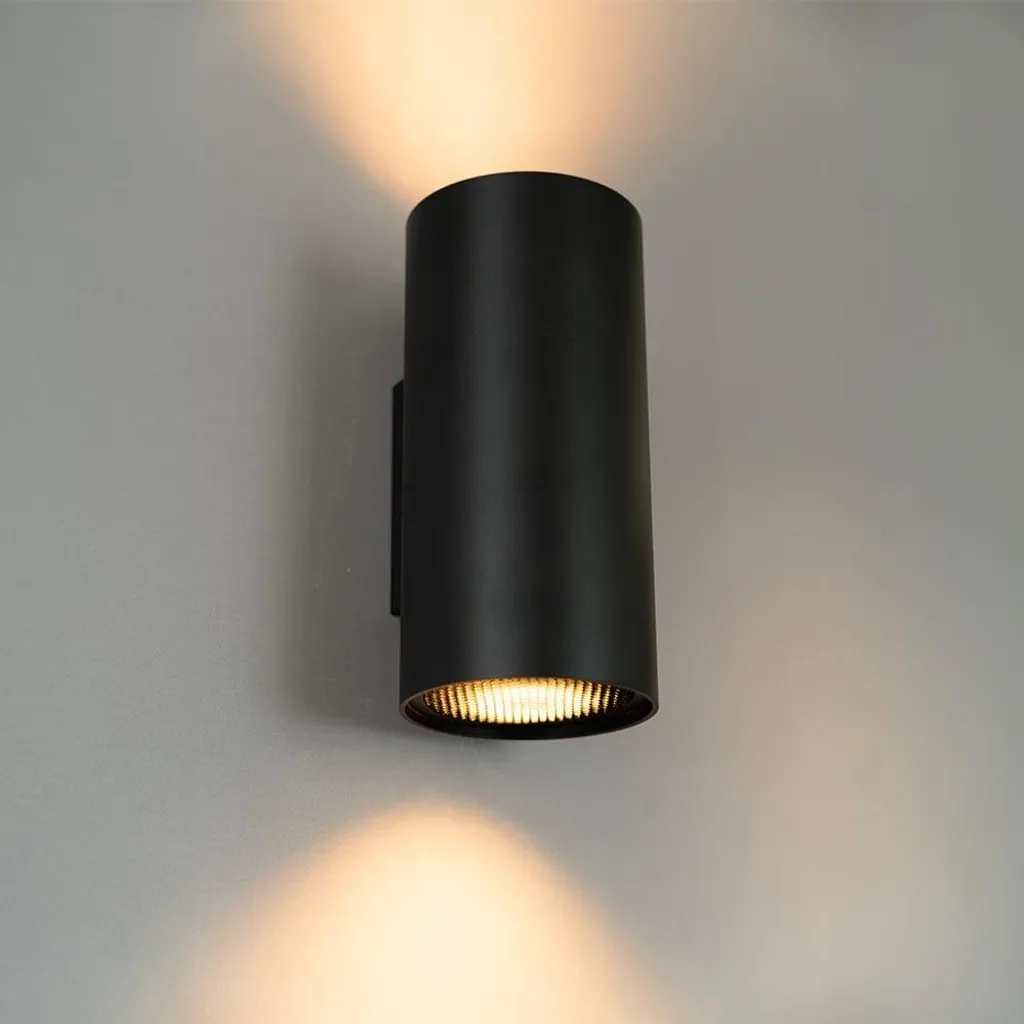 Luminaire mural cylindrique GU10 10W noir effet up/downlight pour salon