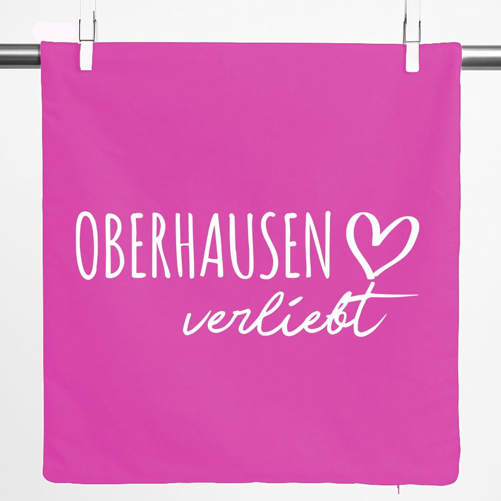 Huuraa Kissenbezug Oberhausen verliebt 40x40cm Fuchsia Baumwolle Dekokissenbezug Geschenkidee