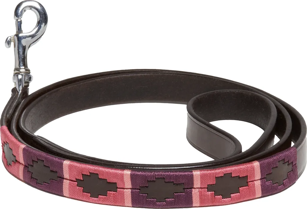 Guinzaglio in Cuoio Kieffer Buenos Aires 160cm Marrone/Bordeaux/Rosa